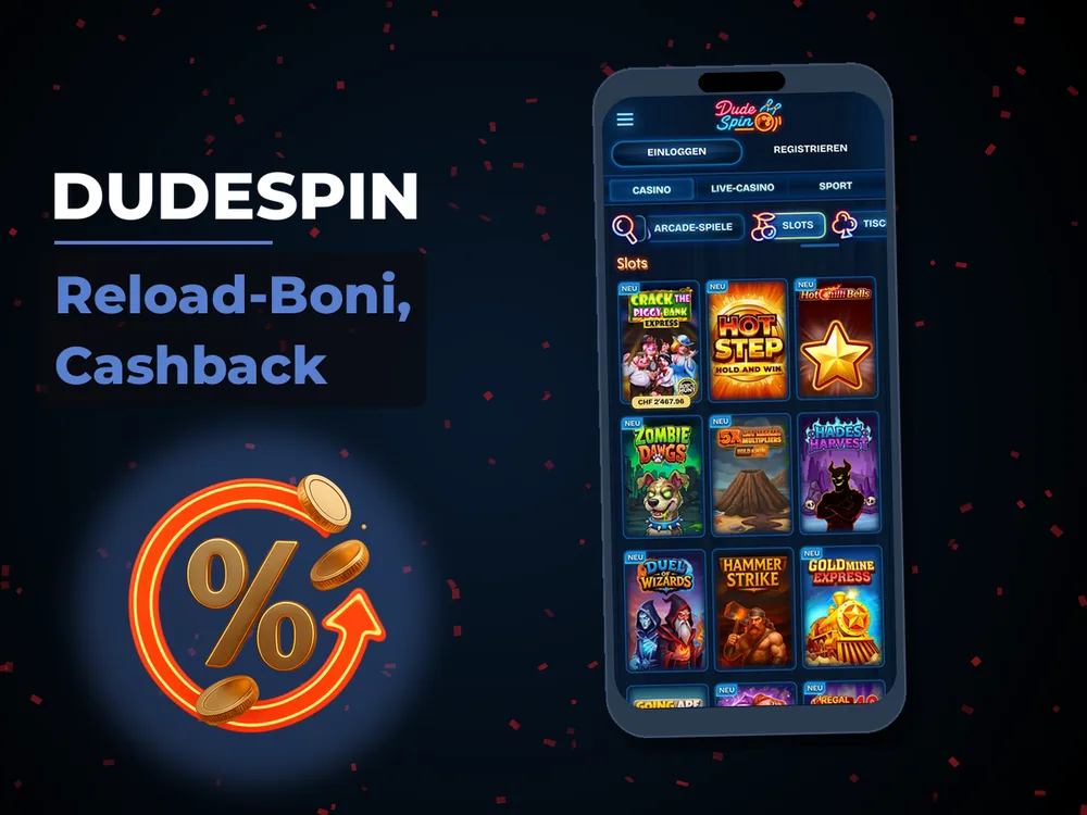 dudespin - Reload-Boni, Cashback